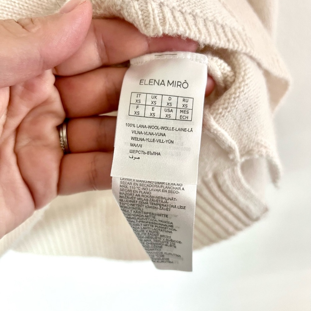 Elena Miro Cream Cable Knit Wool Fold Over Turtleneck Sweater Size‎ XS - Picture 12 of 14